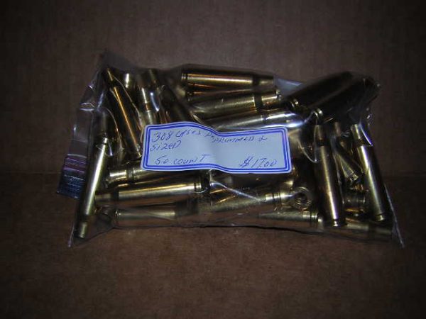 Brass 308 Deprimed and cleaned 50 per Bag
